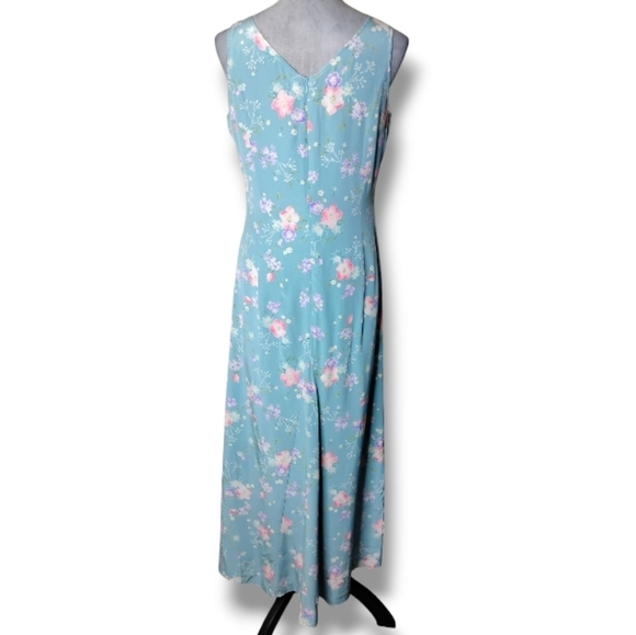 VTG Laura Ashley 90s Silk Maxi Dress 8 Pastel Floral Cottagecore Romantic Garden - Picture 4 of 7